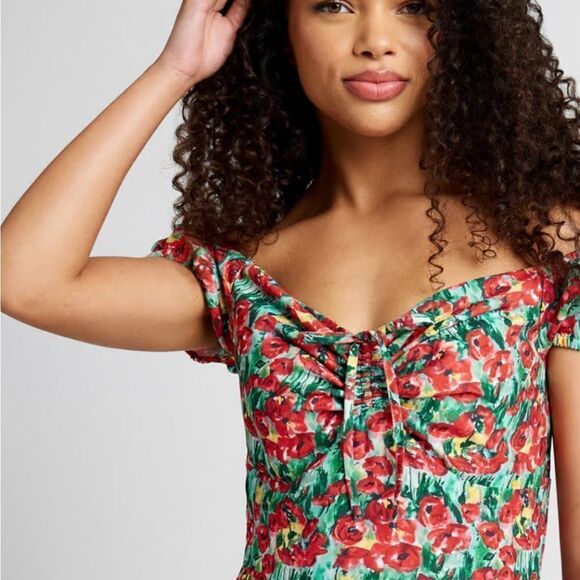 Modcloth Floral Sheen of Spring Fit & Flare Midi Sundress Off Shoulder 6 NWT - Picture 3 of 11